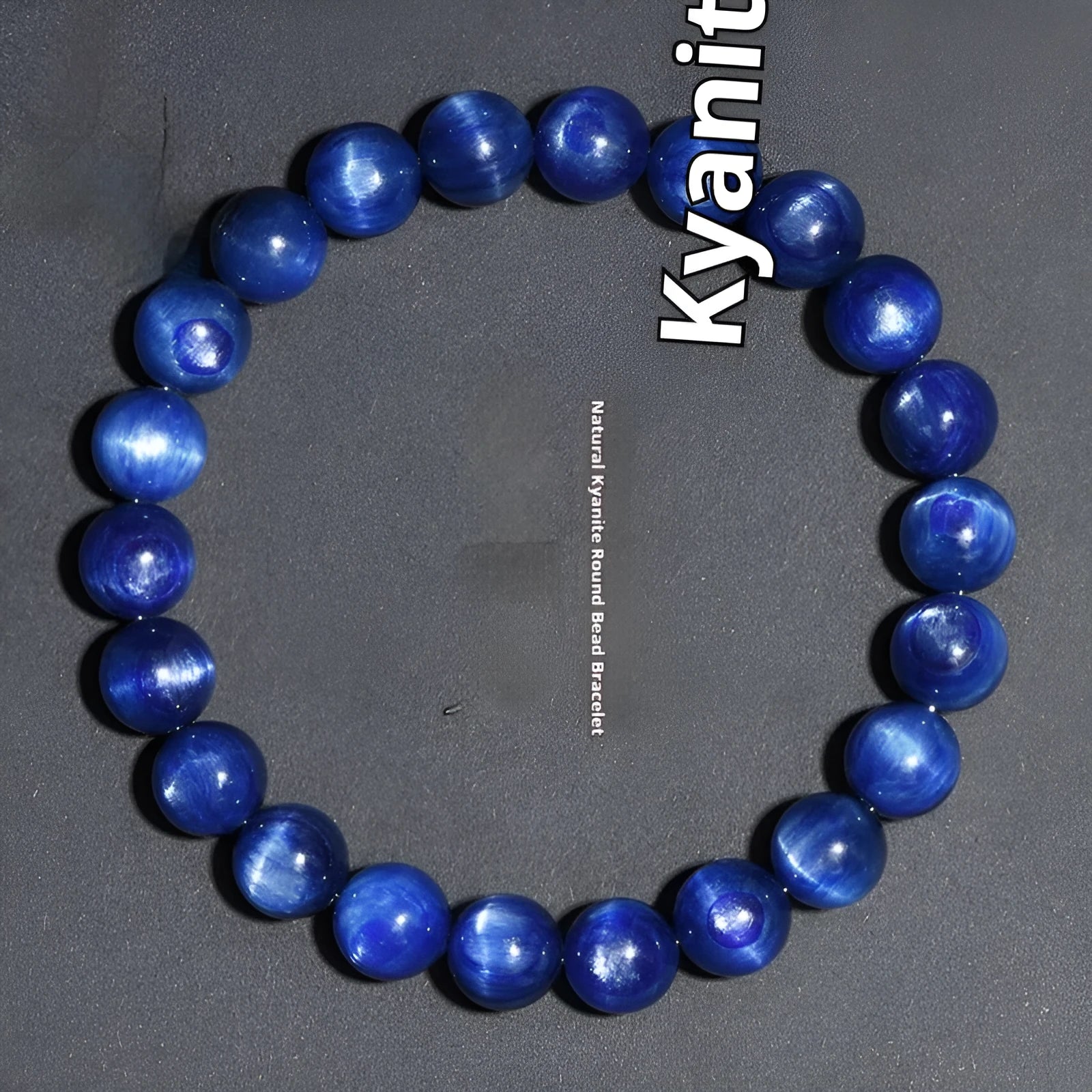 Natural blue crystal ball bracelet with geometric ruyi symbol design in polished 7A grade crystal