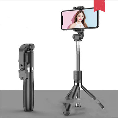 Versatile Bluetooth Selfie Stick for Apple Devices with Adjustable Telescopic Arm and Sturdy Triangular Bracket