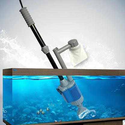 Aquarium multifunction water changer with 84 cm 28 W model, 16 mm hose, and suction ports for gravel vacuuming and siphoning