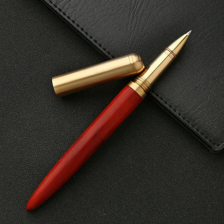 Brass sandalwood signature pen showing metal and wood construction with choice of five wood colour options