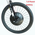 Yunzhilun bicycle electric conversion kit showing alloy hub motor wheel, lithium battery pack, and charger for 26-inch bikes.