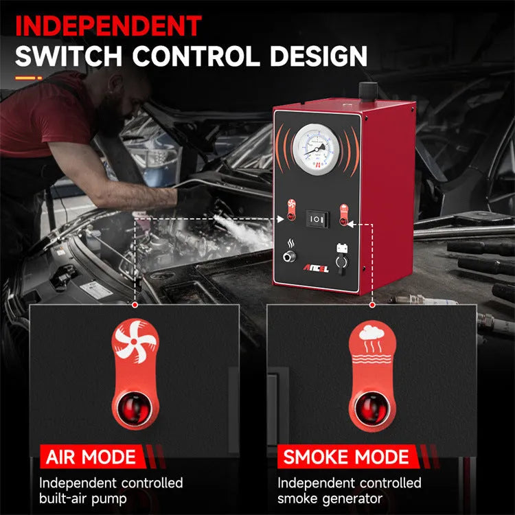 Red 12V diagnostic smoke leak detector for automotive EVAP systems and pipelines