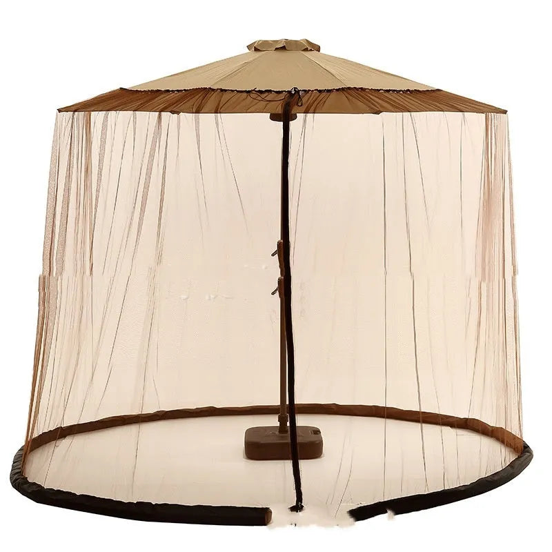 Outdoor sunshade umbrella tent with mosquito net in black, brown or beige colour options
