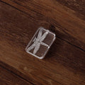 Transparent acrylic hand account seal with clear silicone components on bottom card packaging