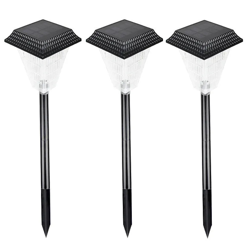 TS-S5103 solar garden light with 12 LED bulbs in ABS housing showing colour mode options
