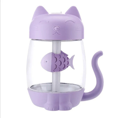 Cat-shaped USB desktop humidifier in four colours: girl powder, dream purple, princess white, sky blue
