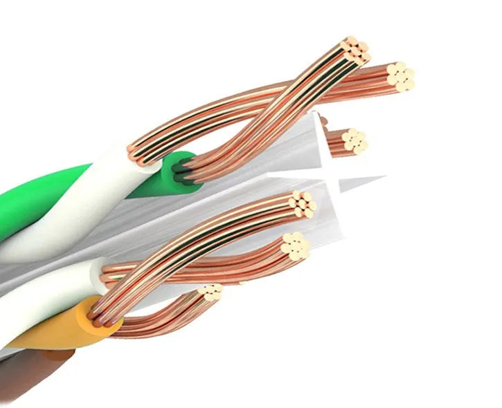 White Cat6 network cable with RJ45 connectors in various lengths including 1M to 50M for Ethernet networking