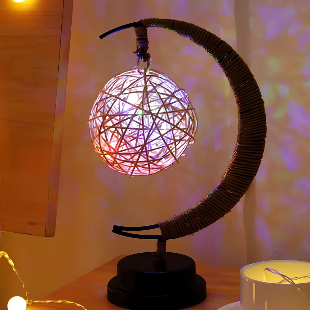 USB LED star lights with transparent glass apple and star pendants on 2m copper wire, 28x14x13cm size for festive decor