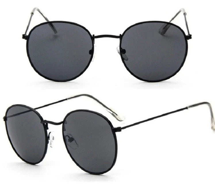 Women's retro sunglasses with metal frame and round design in various colours
