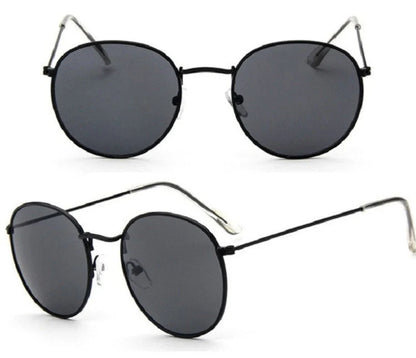 Women's retro sunglasses with metal frame and round design in various colours