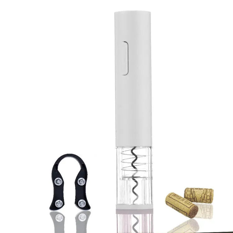 Automatic electric wine bottle opener with foil cutter in black, red, and white colour options