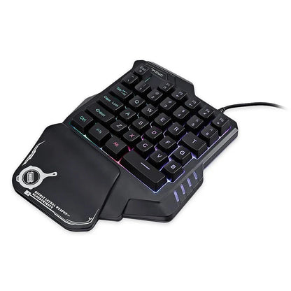 One-handed mechanical gaming keyboard with RGB backlighting and ergonomic design