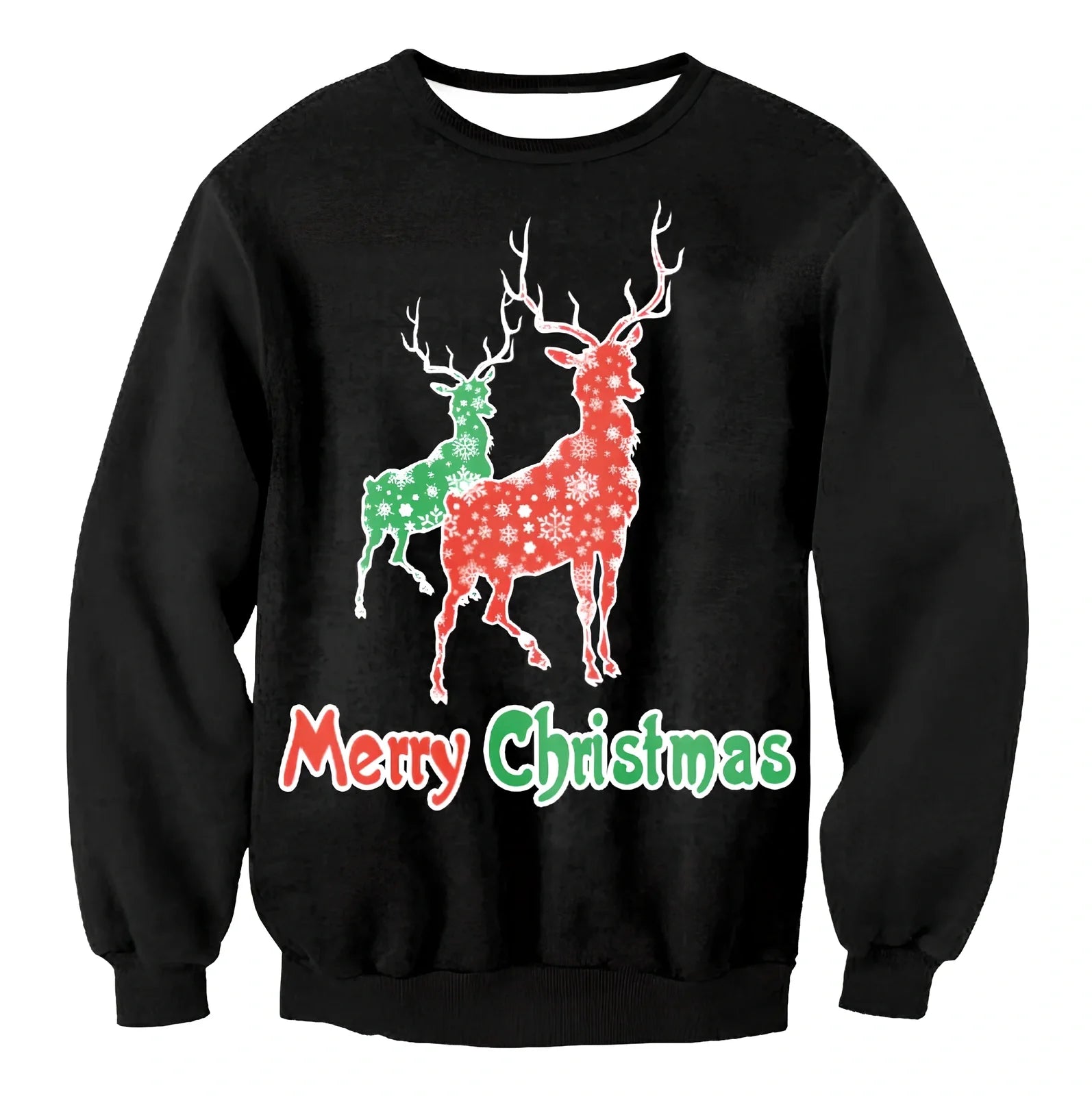 Cartoon Vacation Santa Elf pullover in cotton, full sleeves 60-70cm, O-neck for women and men, casual winter top sizes S-XL
