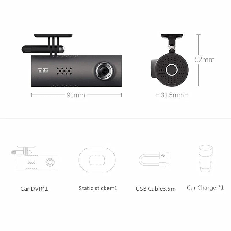 1080P Wireless Car Dash Cam with Smart Voice Control, Featuring 1080P HD Video, Wide-Angle Lens, and G-Sensor for Driving Safety