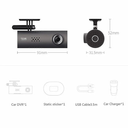 1080P Wireless Car Dash Cam with Smart Voice Control, Featuring 1080P HD Video, Wide-Angle Lens, and G-Sensor for Driving Safety