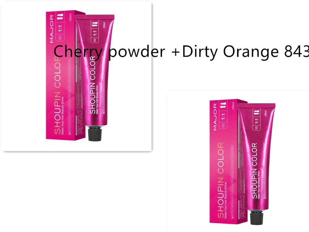 Ammonia-free hair dye 100ml tube with colour chart showing 40+ shades including WG75 cold brown and C5-66 purple