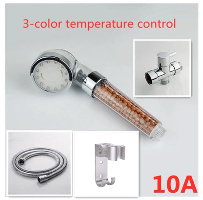 Colour-changing LED shower head with temperature sensor and high-pressure design