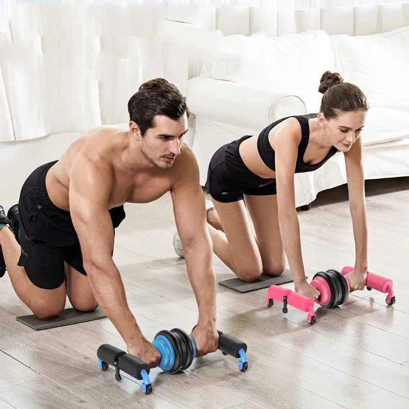 Foldable sit-up aid placed on a floor mat with foam padding and steel frame in black colour