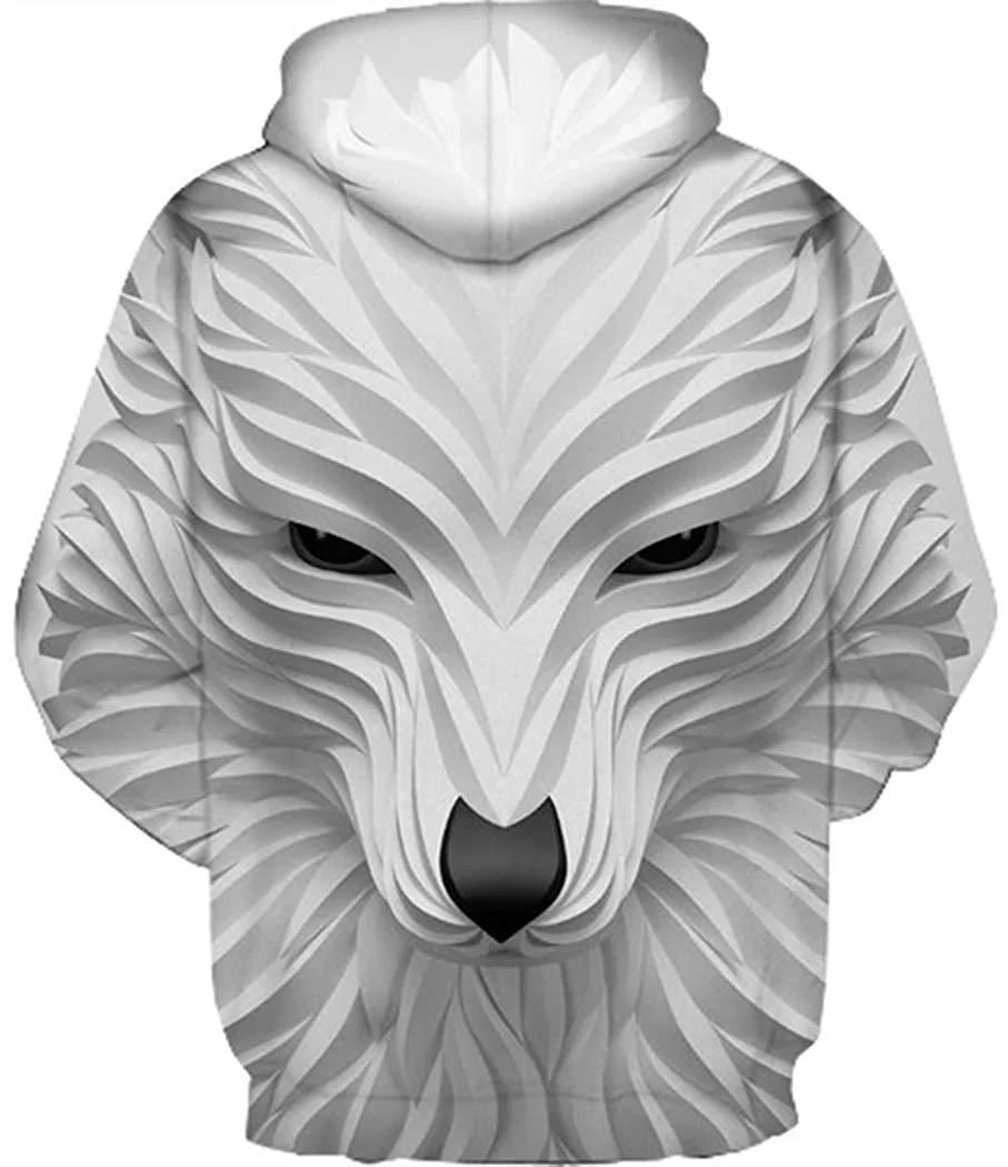 Men's long sleeve hooded sweatshirt with 3D animal print, available in multiple sizes