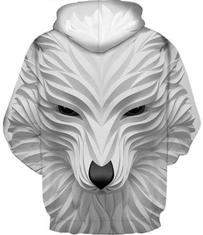 Men's long sleeve hooded sweatshirt with 3D animal print, available in multiple sizes