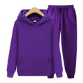 Men's sports set with hooded polyester jacket ribbed cuffs hem and matching sweatpants solid colour beige