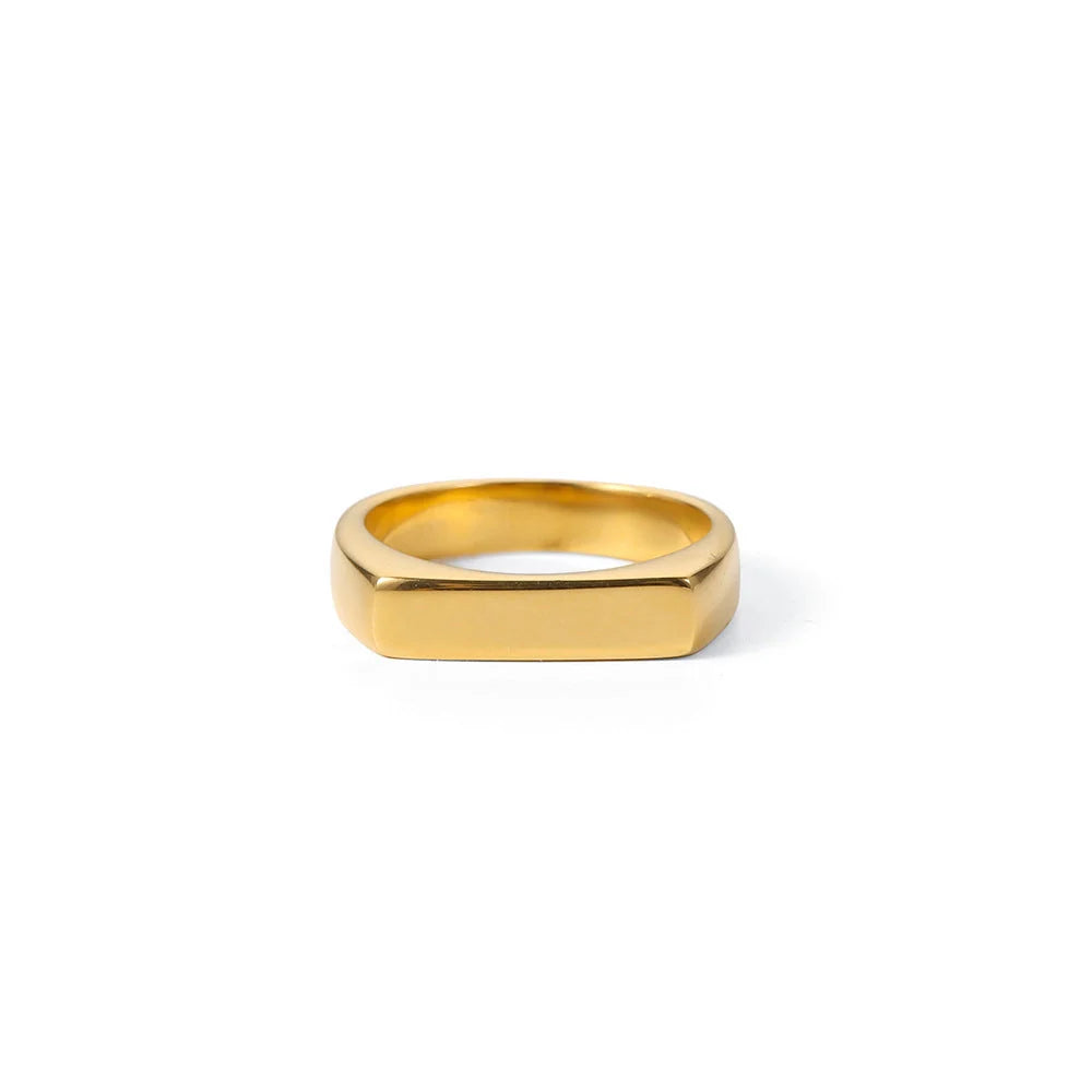 Lana Gold Ring with geometric design in titanium steel