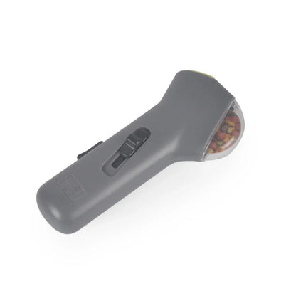 Dog Training Snack Launcher in grey, dimensions 18cm x 7.5cm x 3.5cm