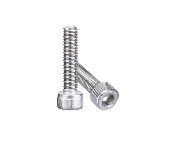 Stainless steel cartridge mounting kit with allen bolts, nuts, washers, and keys for turntable