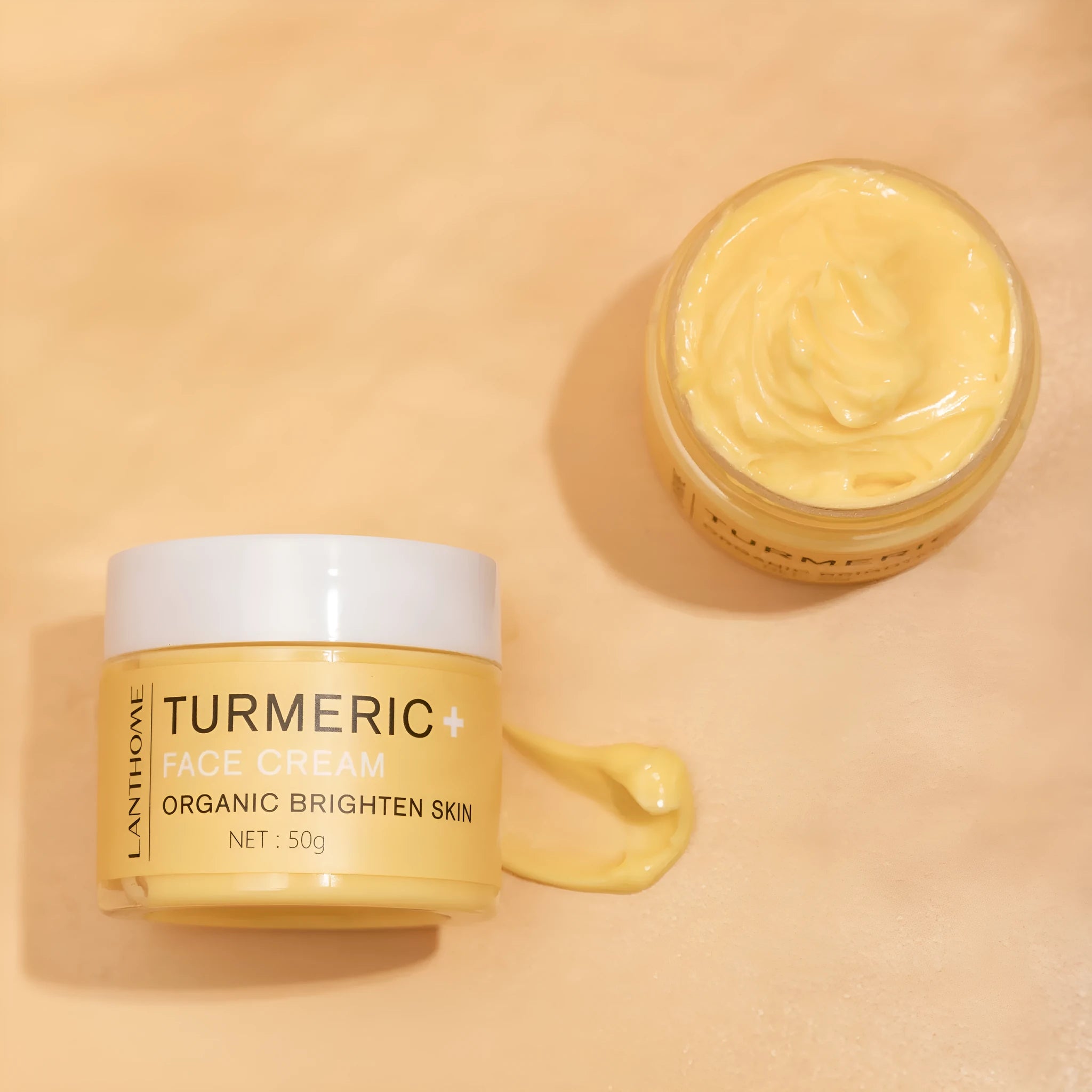 Turmeric essential oil skincare set with cream and oil for brightening and hydration
