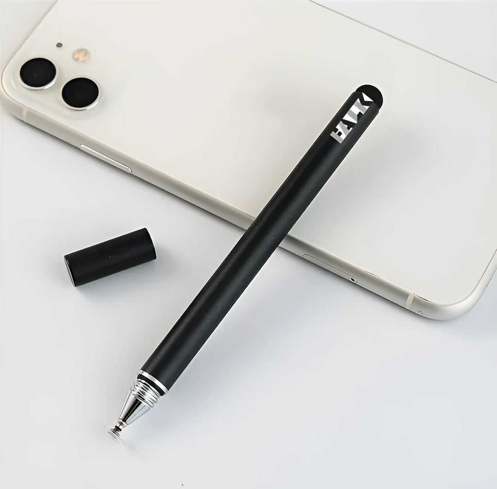 Black aluminium disc pen 124.2mm with copper parts for touch screen and writing