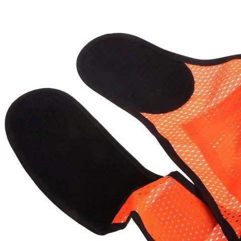 Fluorescent yellow LED reflective safety vest with red lights and mesh material for night cycling
