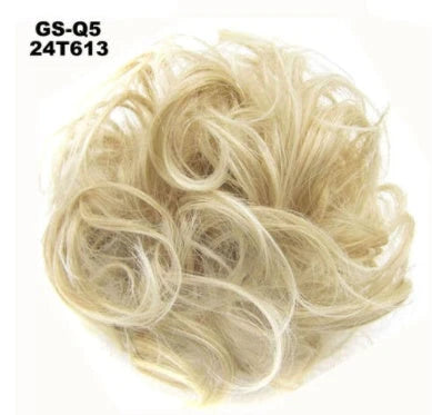 Synthetic wavy curly messy hair bun for women, 12cm diameter, high-temperature wire