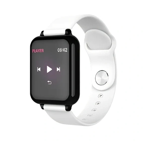 B57 smart sports watch in black with 1.3 inch IPS screen, M/L strap for 150-200mm wrists, health monitoring features