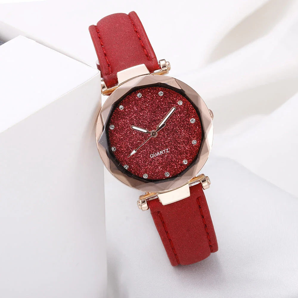 Stylish starry wristwatch with a variety of color options, featuring a sleek design and premium materials.