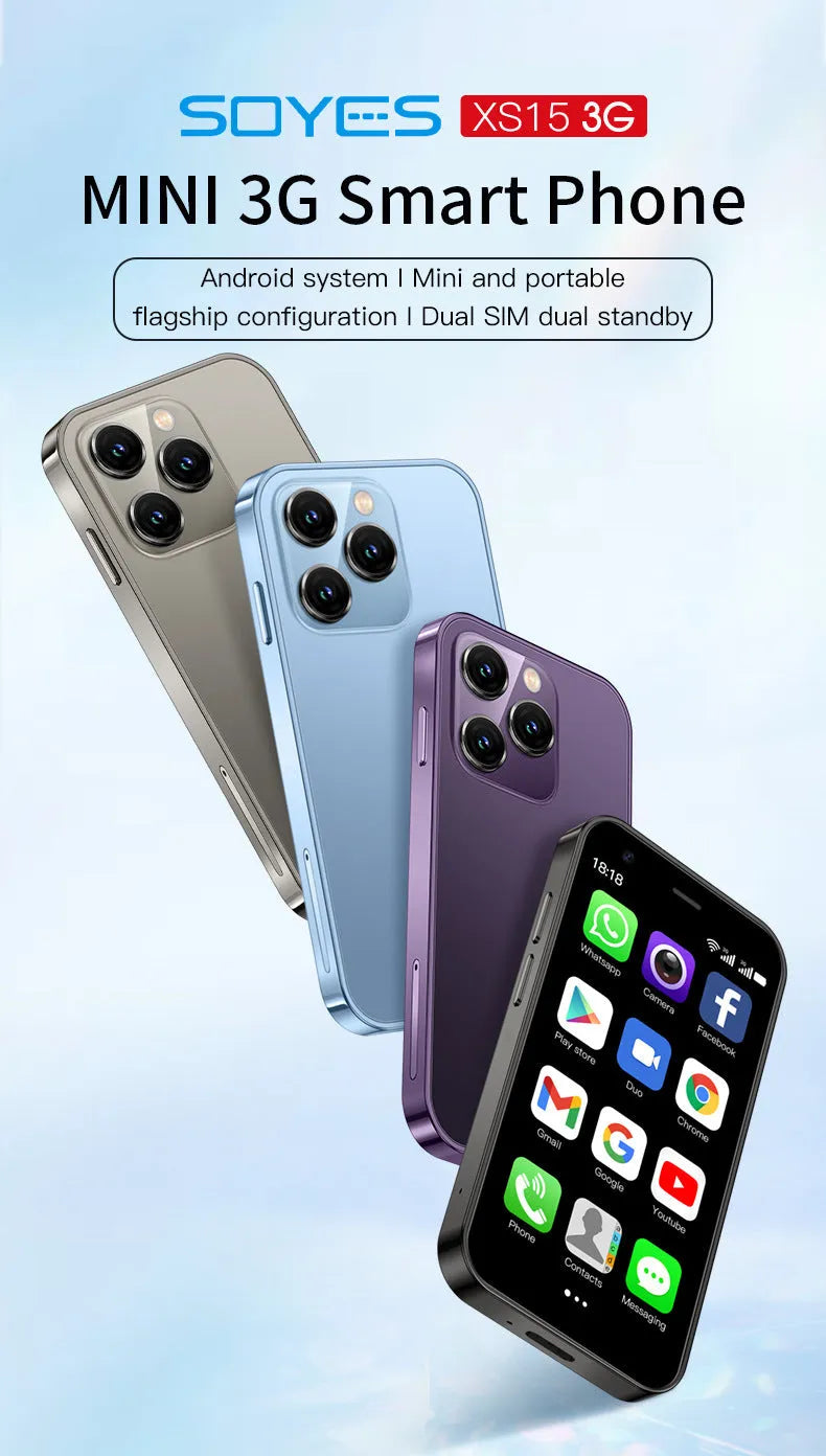 S23PRO & XS15 mini smartphone in black, green, or pink purple with a 3-inch screen.
