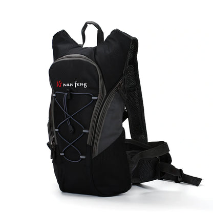 Black 10L polyester outdoor backpack 11x24x45cm for cycling hiking with 2-5L water bag space