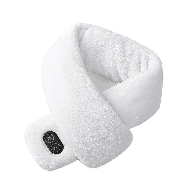 USB heated scarf in various colours offering adjustable warmth and massage for neck pain relief
