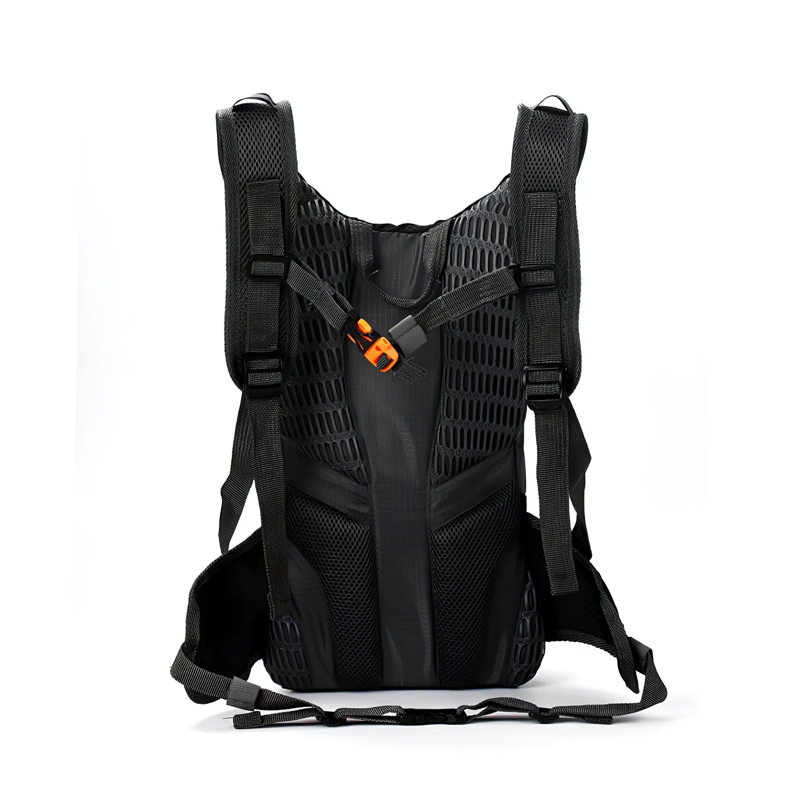 Black 10L polyester outdoor backpack 11x24x45cm for cycling hiking with 2-5L water bag space