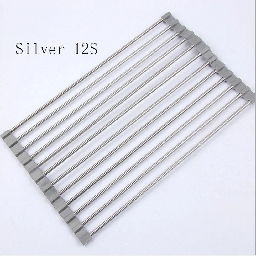 Stainless steel folding kitchen sink rack in various colours and sizes