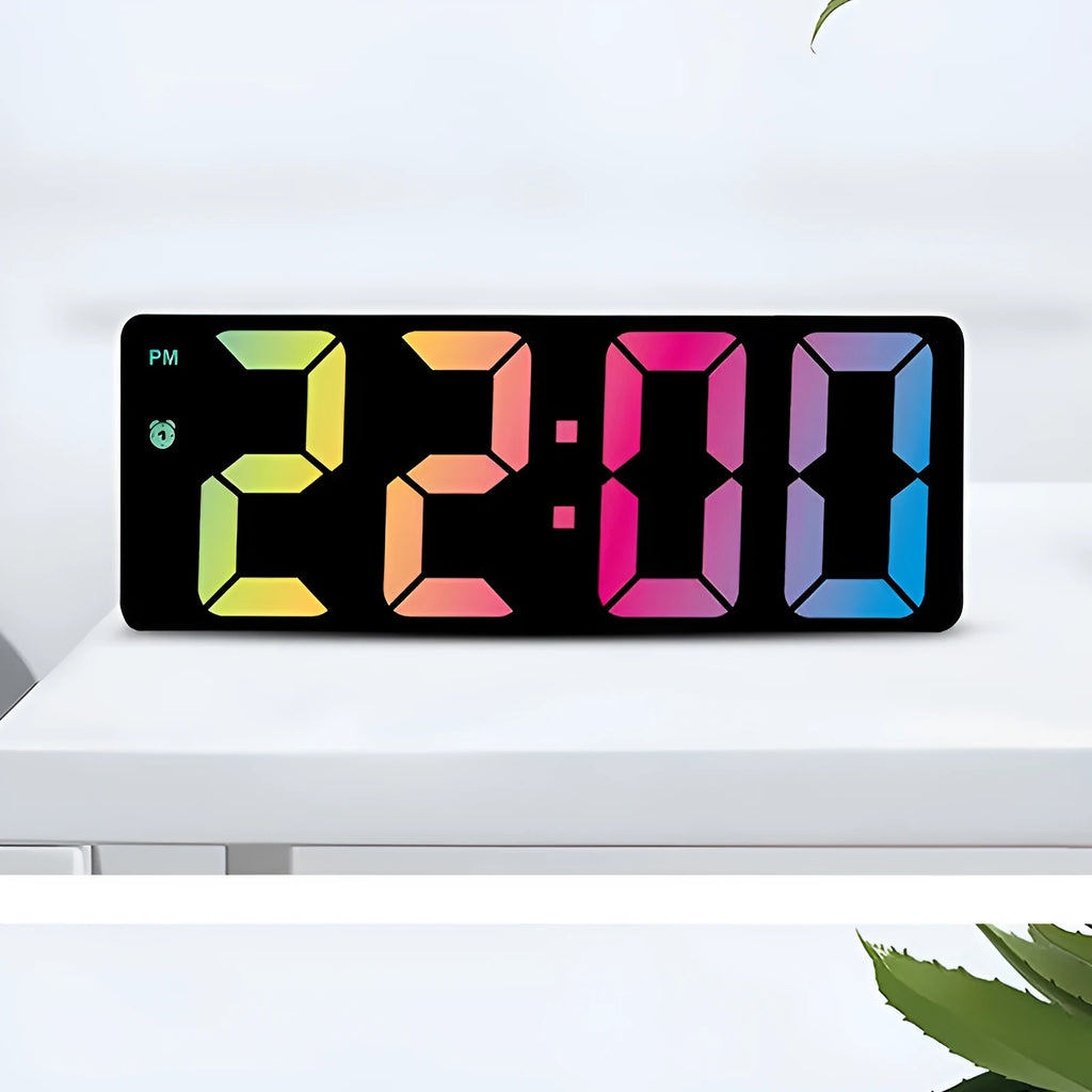 Big screen and font electronic bedside clock with 10mm thick plastic shell in modern simplicity, black or white colour options