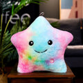 Glowing five-pointed star plush pillow in blue colour with soft luminous surface