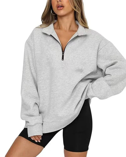 Women's zip turndown collar sweatshirt in various colours