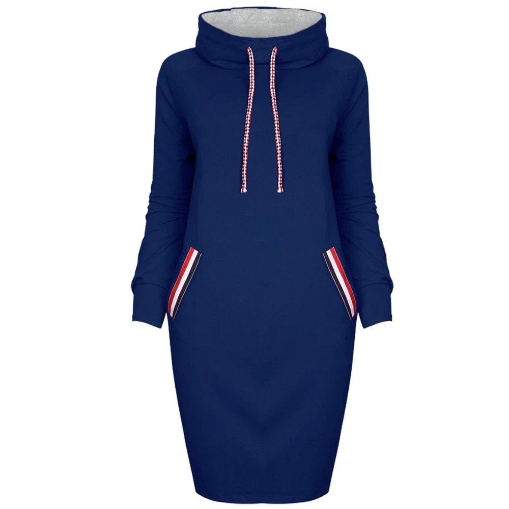 Elegant long sleeve midi dress in various colors, perfect for casual or formal occasions