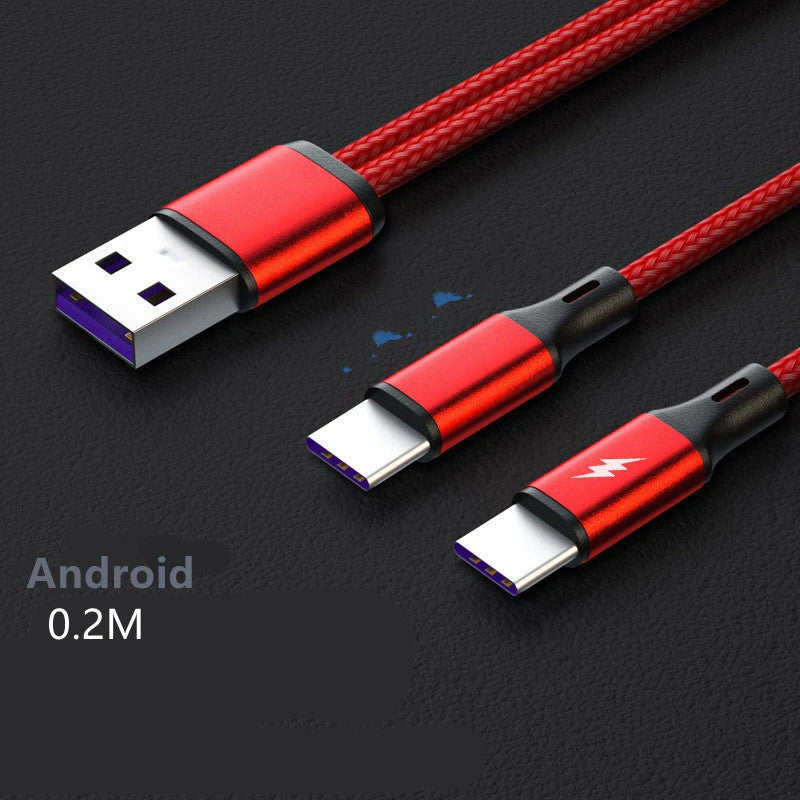 Dual-Port Fast Charging Cable with Braided Nylon Exterior and Thick Copper Core