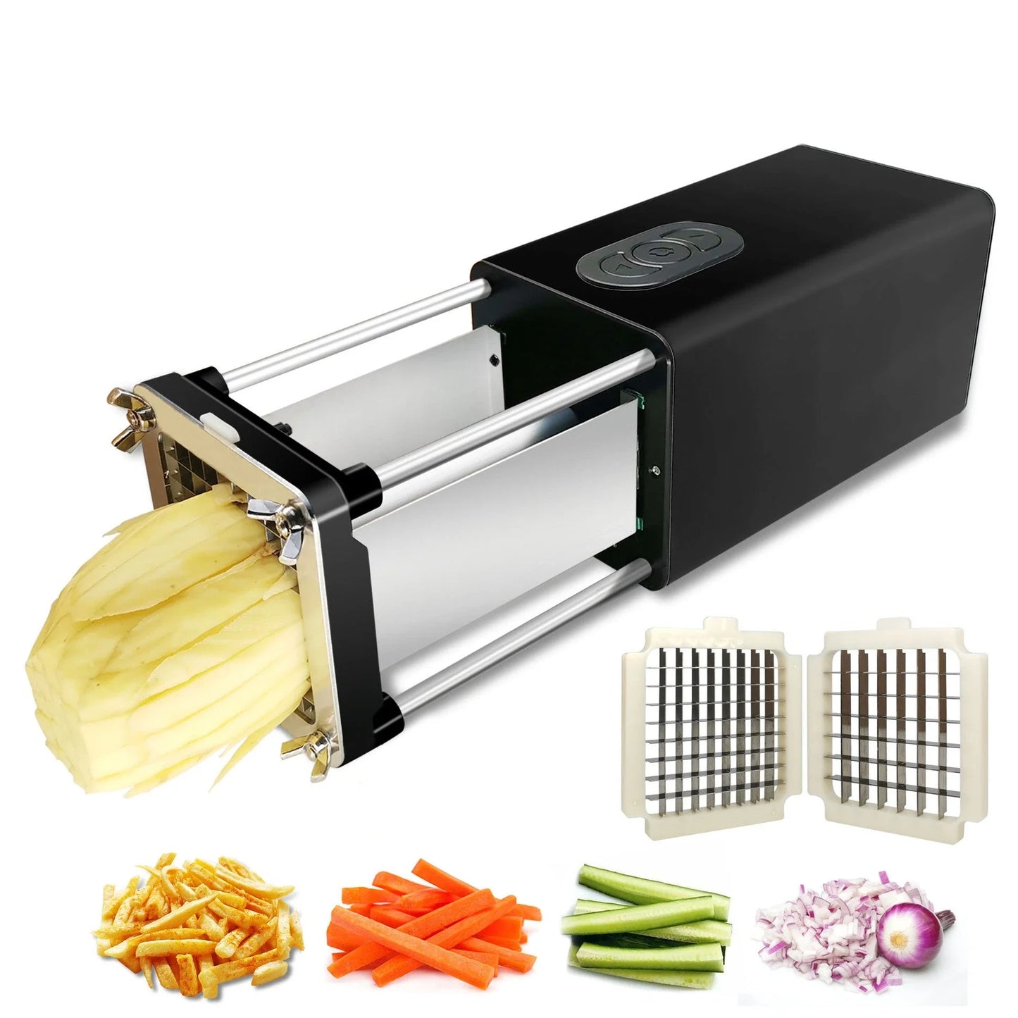 Electric French Fry Cutter with Stainless Steel Blades for Cutting Potatoes, Carrots, and Other Vegetables