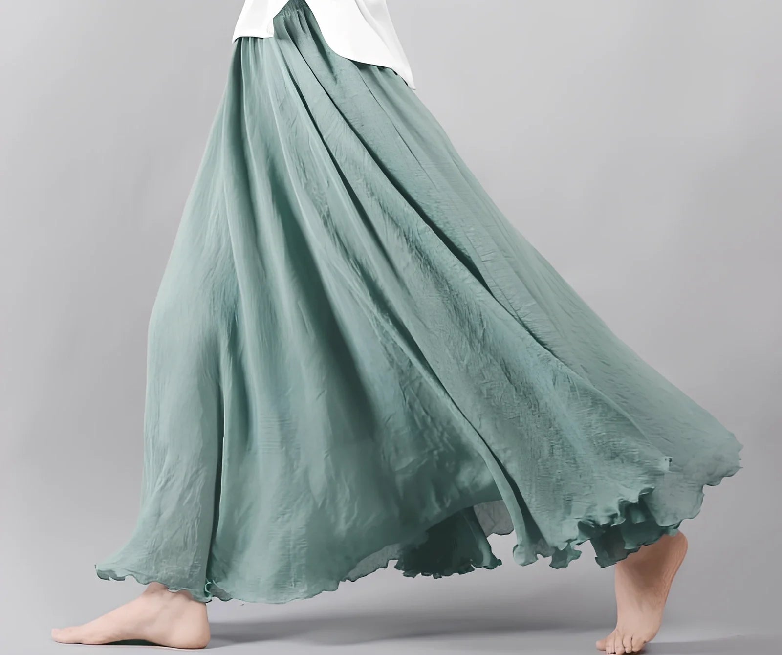 Women's cotton-linen blend A-line summer skirt with big pendulum design in various colours