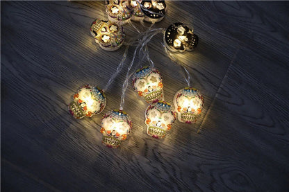 Halloween Skull LED Light String with 20 lights on a 3-meter wire