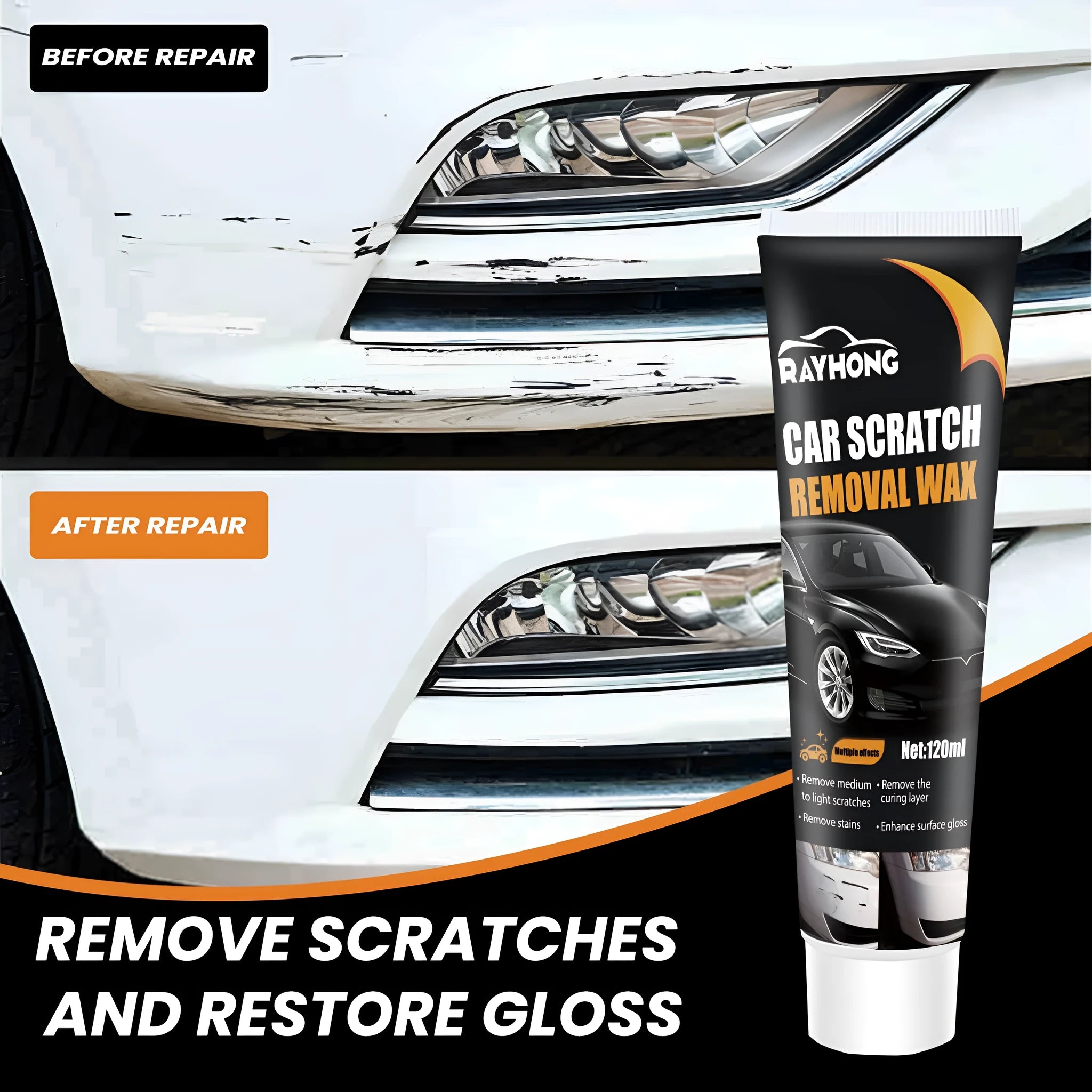 120ml car scratch wax polish kit with sponge and towel for paint protection