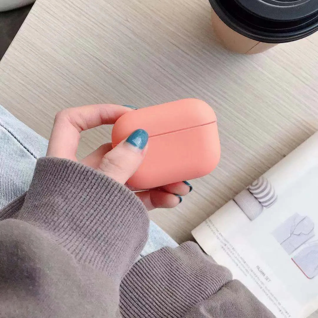 Plastic AirPods Pro protective case shown in available colours including black, red and mint green