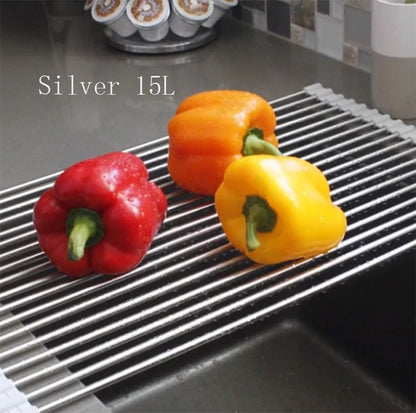 Stainless steel folding kitchen sink rack in various colours and sizes